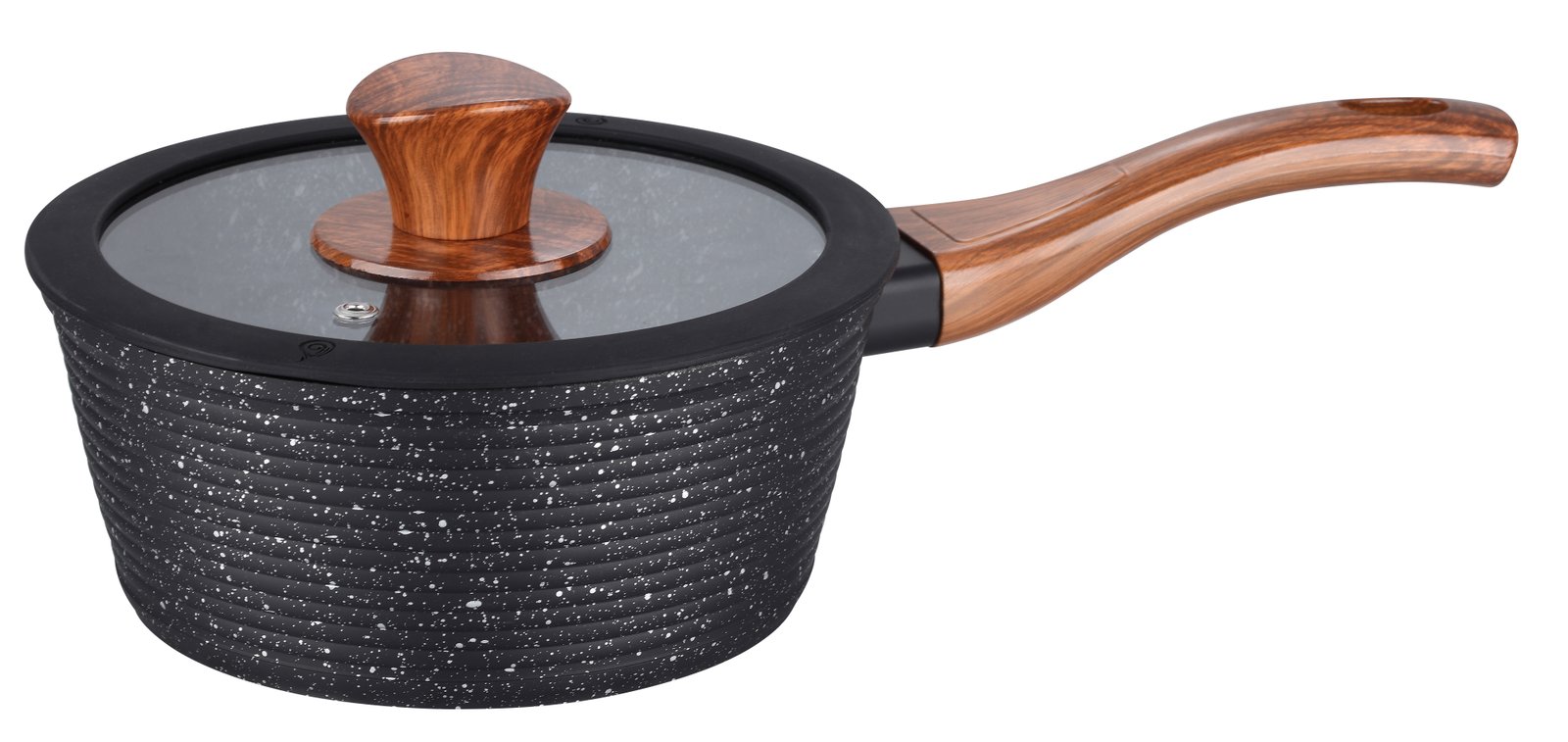 LIETTA Midnight Granite Covered Saucepan